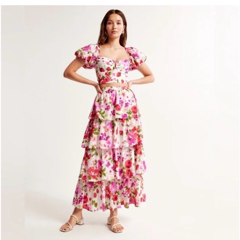 Abercrombie & Fitch Pink Floral top and skirt Set new with tags